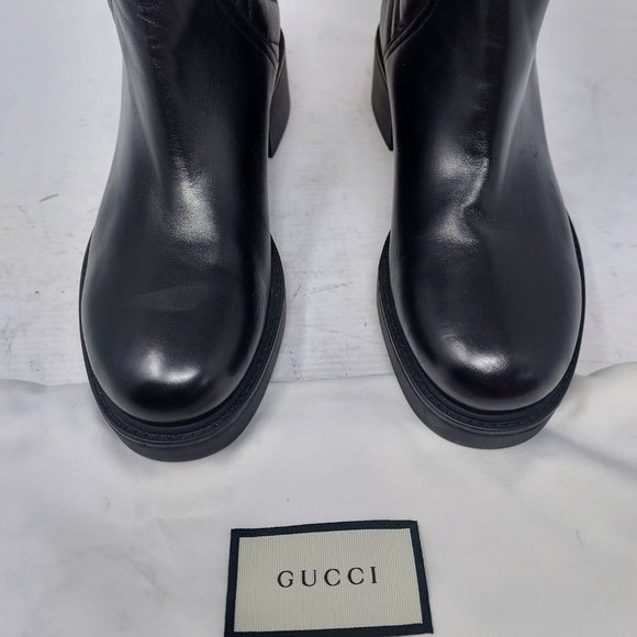 GUCCI Black GG Heart Chevron Nappa Matelasse Ankle Boot - Picture 11 of 13
